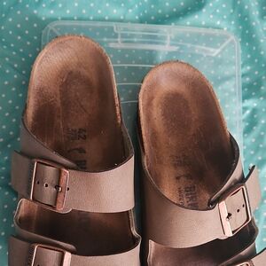 Birkenstock Brown Suede Double-Buckle Slides